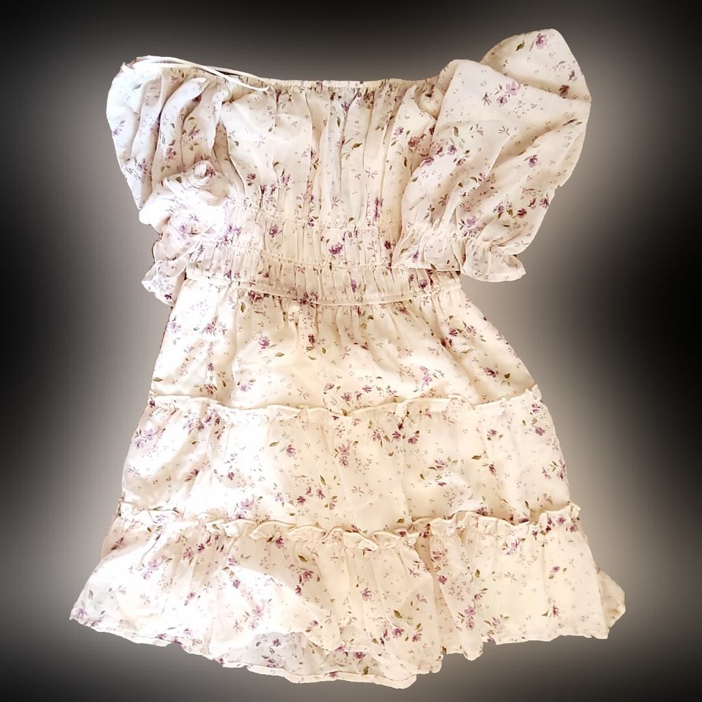 Floral Off-Shoulder Kids Dress